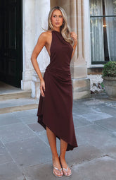Night Hussle Halter Midi Dress Burgundy