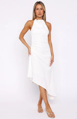 Night Hussle Halter Midi Dress White