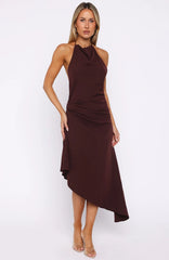 Night Hussle Halter Midi Dress Burgundy
